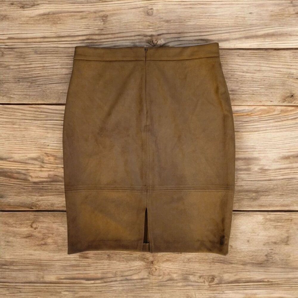 Joan Vass Women's Skirt Size 10 Camel Color Pencil Skirt Above Knee Back Zip - Picture 2 of 4